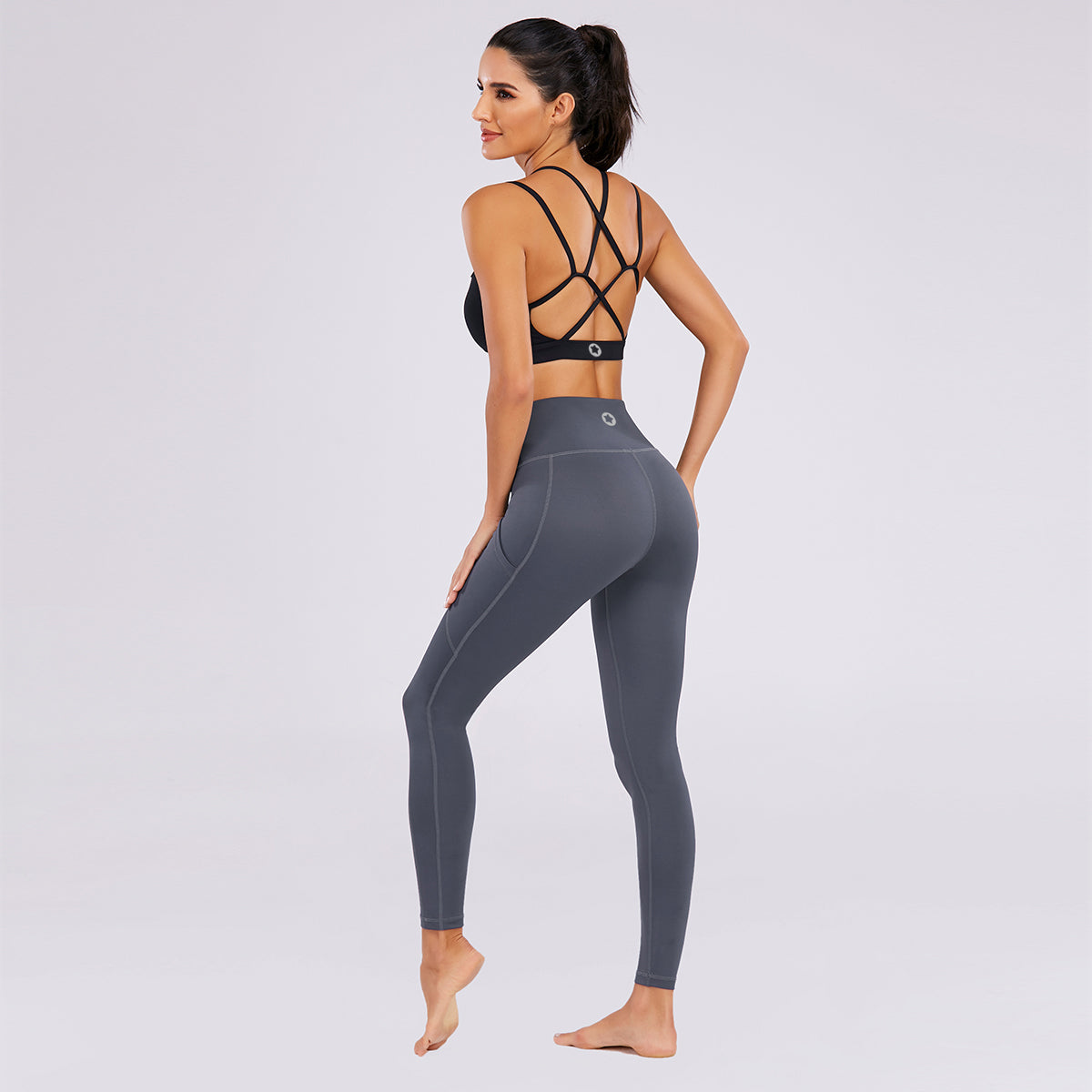 Nabtos Women Workout Running Yoga Fitness Gym Shorts Side Inner pocket