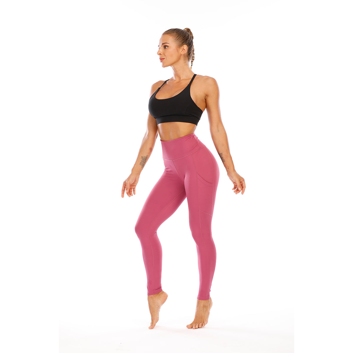 Nabtos Women Workout Running Yoga Fitness Gym Shorts Side Inner pocket